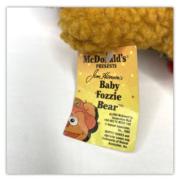 Vintage 1987 Mcdonald's Baby Fozzie Bear Muppets Christmas Plush Toy Jim Henson - Picture 6 of 9